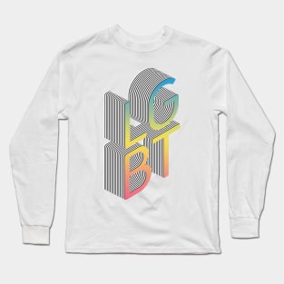 LGBT 70s Retro Style 3D Rainbow Block Design Long Sleeve T-Shirt